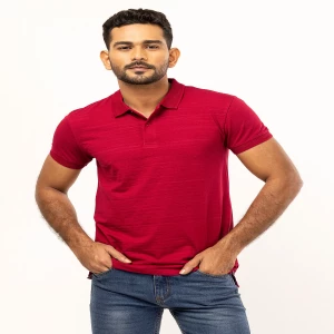 Maroon Cotton Slim Fit Polo Shirt